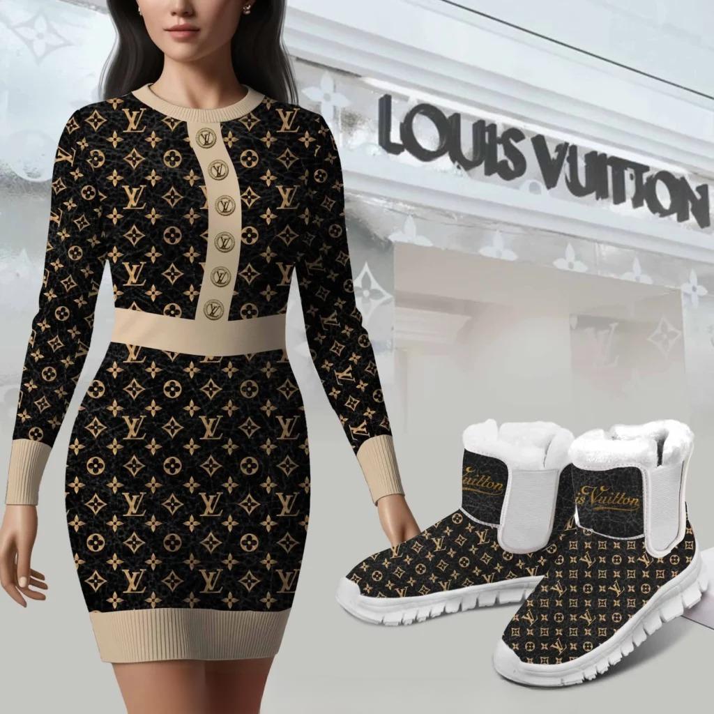 LOUIS VUITTON Premium Sweater Dress Match Snow Boots 2025 LUX-MLQ-05VH4Y5SI