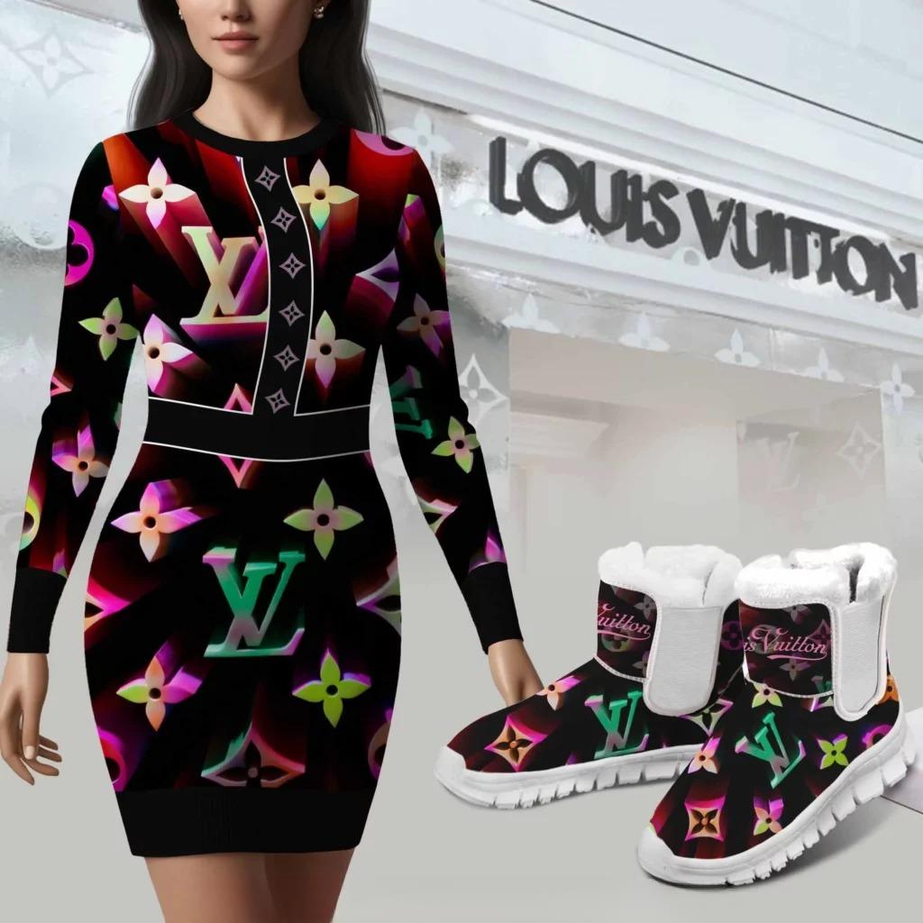 LOUIS VUITTON Premium Sweater Dress Match Snow Boots 2025 LUX-MLQ-0HCLRVDUZ